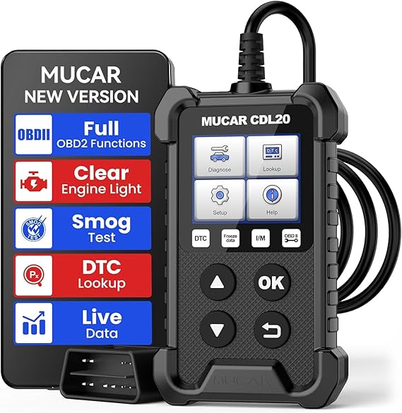 MUCAR CDL20 OBD2 Scanner Check Engine Code Reader CAN Diagnostic Scan Tool OBDII Full Function All Car O2 Sensor DTC Look Up EVAP I/M Compatible