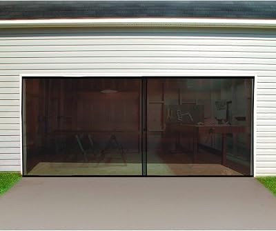 Harbor Freight Tools Double Garage Door Screen, Heavy Duty, White, 16 ft x 7 ft