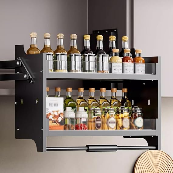 EMYJAY Cabinet Pull Down Shelving System,Kitchen Cabinet Storage Pull Down Shelf for Kitchen Cafe Storage Kitchen Cabinet Pull Down Shelf Upper(400mm)