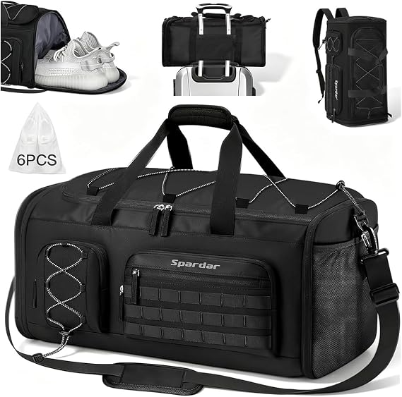 Spardar 3 in 1 Gym Bag, 35L Large Capacity for Men and Women for Fitness | Sports Duffel Bags with Wet and Dry Pockets, Waterproof Duffle Bag with Shoe Compartment for Travel, Weekend Leisure
