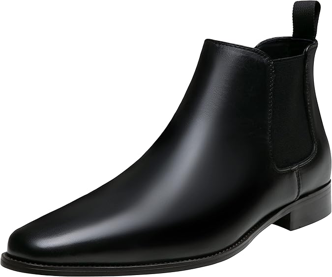 Jousen Mens Chelsea Boots Leather Slip On Dress Boots | Top-Grain Leather Upper,Slip-On Chelsea,Non-Slip Rubber Sole,Removable Memory Foam Insole,Lightweight Business Style