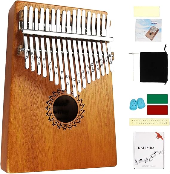 Kalimba Thumb Piano 17 Keys, Portable Mbira Finger Piano for Kids & Adults
