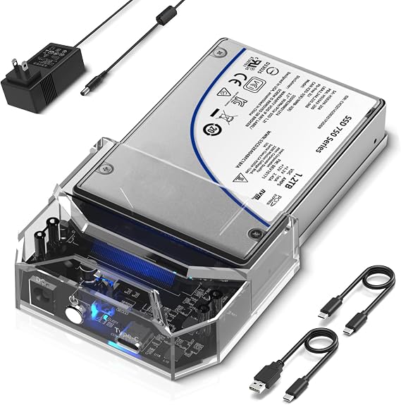 MAIWO U.2 SSD Enclosure, 10Gbps USB-C to U.2(SFF-8639) Adapter, External 2.5'' U.2 Enclosure,Tool Free,12V/3A Power Supply, with Indicator Light, Aluminum Chassis, Clear Case