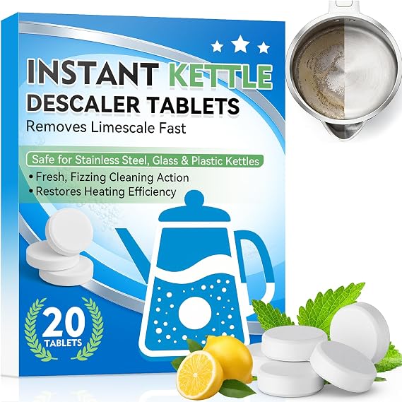 Kettle Descaler Tablets, 36 Pack Limescale Remover, Kettle Cleaner Remove Limescale and Hardwater Stains, Citric Acid for Cleaning, Descaling Tablets for Kettles, Coffee Machines, Water Bottle