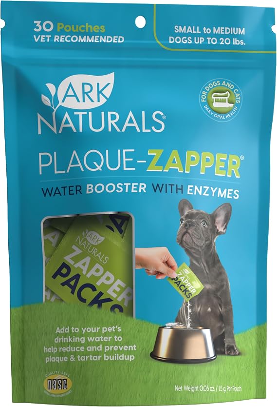 Ark Naturals Plaque Zapper, Fizzy Tasteless Water Additive for Cats and Dogs, Small & Medium Bowls