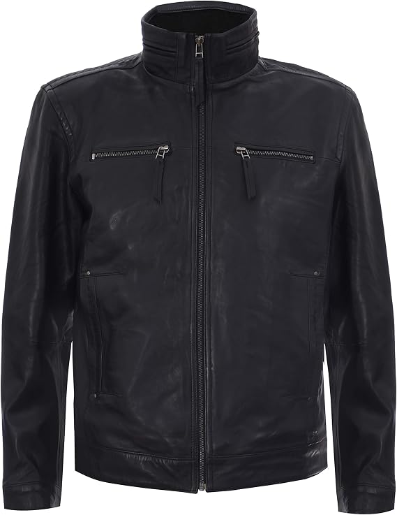 Men's Black Brando Leather Moto Biker Jacket