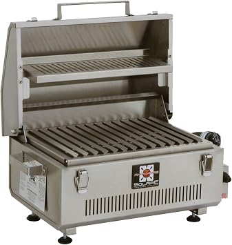 Solaire SOL-IR17BWR Portable Infrared Propane Gas Grill with Warming Rack, Stainless Steel, with Carrying Bag
