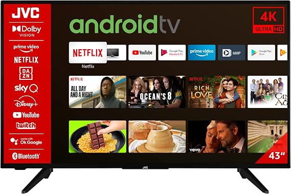JVC LT-43VA3055 43 Inch TV / Android TV (4K Ultra HD HDR Dolby Vision Smart TV Google Play Store Triple Tuner Bluetooth) [Energy Class G]