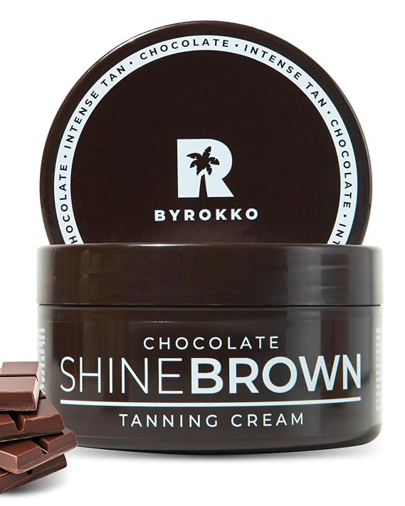 BYROKKO Shine Brown Chocolate Tan Accelerator Cream 6.8 Fl Oz, Outdoor Sun or Indoor Tanning Oil or Tanning Bed Lotion, Fast Bronzer with Premium Natural Ingredients for Deep, Long-Lasting Glow