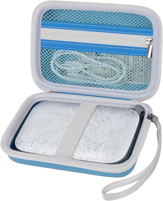 Boobowl Hard Case for HP Sprocket Portable 2x3, Select and 2nd Edition | Blue Organizer, Room for Photo Paper, USB Cable and Small Accessories, School Projects, Parties and Trip - Box Only