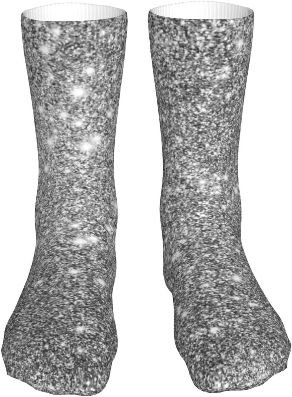Silver Glitter Sparkles, Adult Crew Socks Sports Compression Socks 40cm