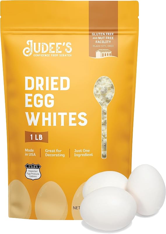 Judee's Gluten Free Dried Egg White Protein Powder - Pasteurized & Gluten-Free with Dried Egg Whites - Nut-Free - Just One Ingredient - Made in USA - 1 lb Pouch