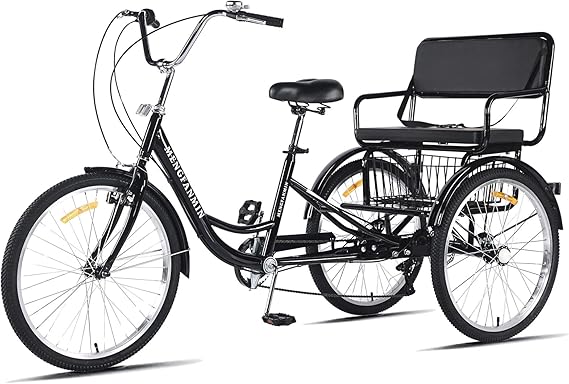 Adult Tricycle, Tricycle for Adults 7 Speed with Child seat, 3 Wheel Bikes for Adults,Adult Tricycle with with Rear Baskets, Adult Tricycles for Women Men, Trike for Adults 550lb