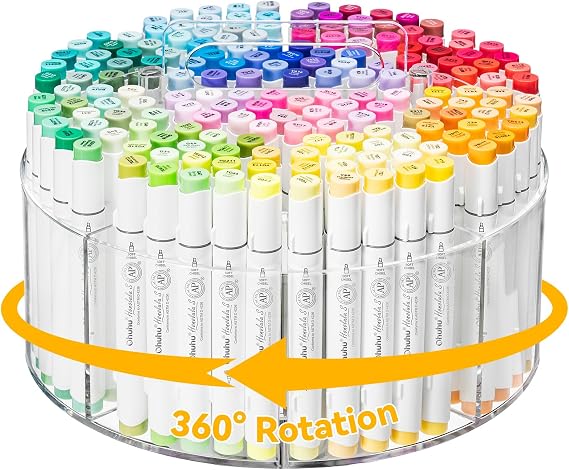 Ohuhu 360 Rotating Acrylic Marker Storage Organizer for Alcohol Markers