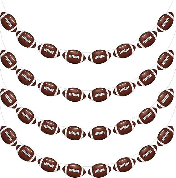 4PC - Football Party Decorations - Football Banner - Football Hanging Decorations Decor for Themed Birthday Party Bowl Game Fans Home Garland Supplies
