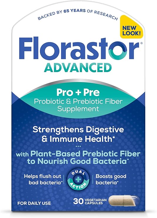 Florastor Advanced Pro+Pre Daily Probiotic and Prebiotic, 30 Capsules