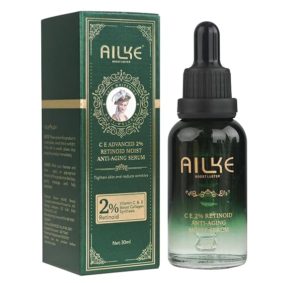 AILKE Advanced Vitamins C, E, 2% Retinol Moist Anti Aging Serum, Brightening Skin, Reduce Wrinkles & Dark Spots, Age Spots, Soft Smooth Skin, 1 fl oz (Pack of 1)