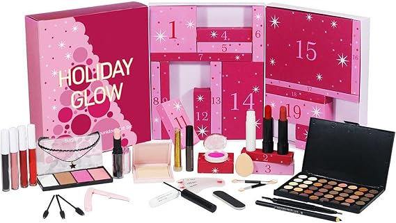 Beauty Christmas Calendar 2025-24 Days 2025 Beauty | Christmas Calendar Advent Makeup Set - For Women Teen Girls Birthday New Year Party Favors Wedding Office School Travel