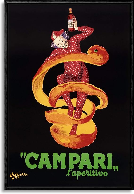 Floating Frame Canvas Print Wall Art - Vintage Poster Bitter Campari by Leonetto Cappiello - 16x24 inches