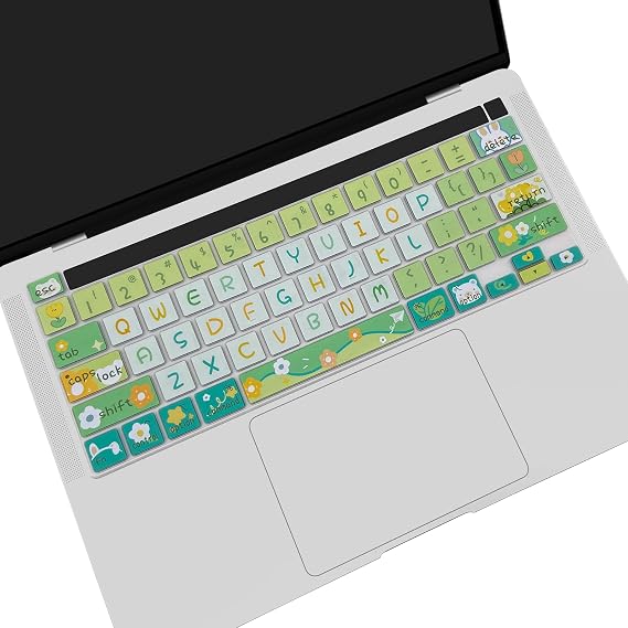 Cute Silicone Keyboard Cover Skin for 2020-2023 MacBook Pro 13" M2 (Model:A2338/A2289/A2251) / 2019 2020 MacBook Pro 16 inch(Model: A2141) with Touch ID, US Layout, Cute Flowers