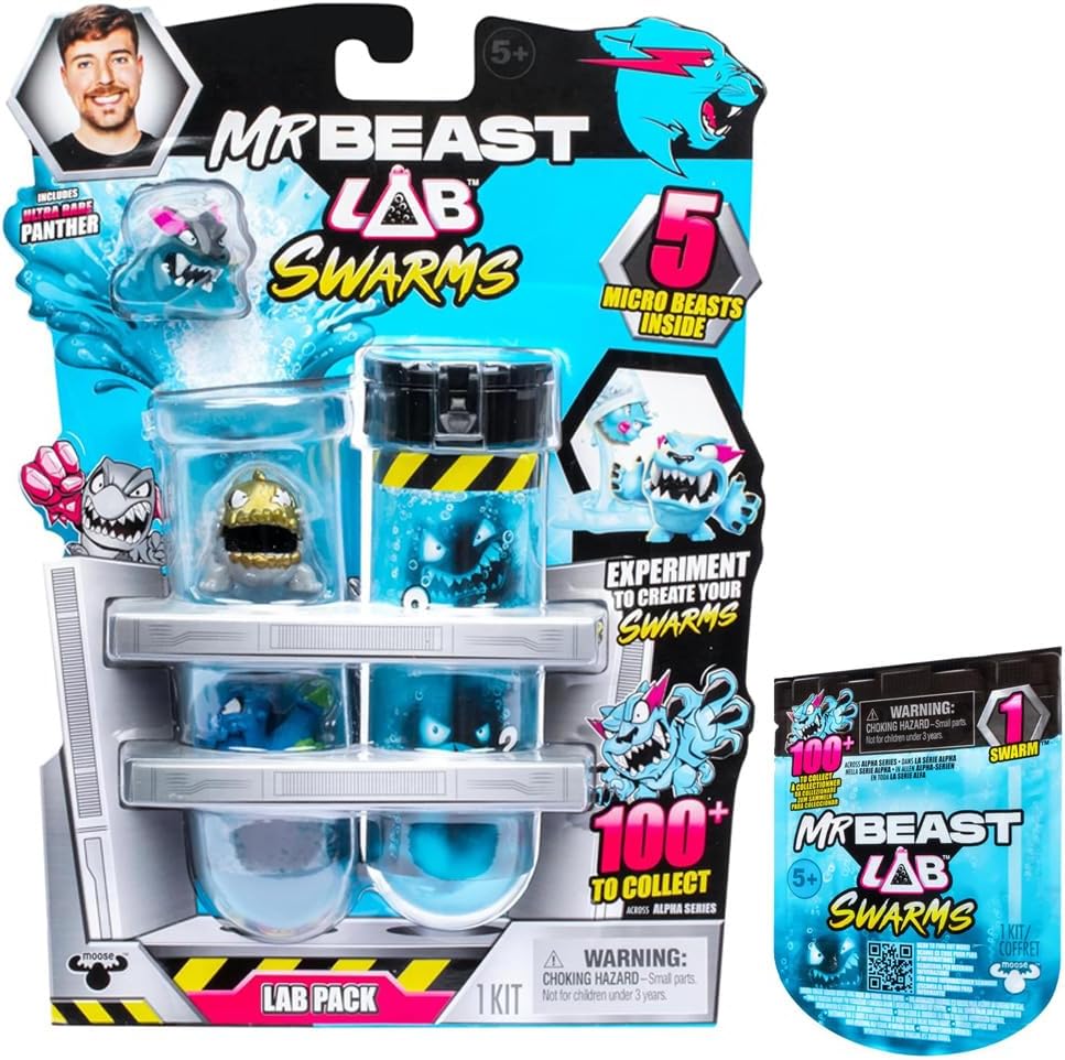 Mr. Beast Lab Swarms Laboratuvar Paketi, Su Ekleyerek Deney, Sallama Test Tüpü & Sürülerle 5 PK 1 inçlik 2,54 cm Ortaya Çıkarın Mr. Beast Lab La Mystery 1 İnç Figür Tekli Paket, 1 Paket