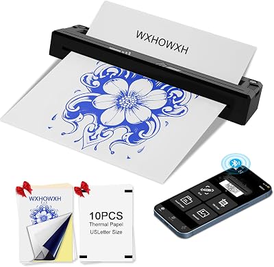 2026 New Tattoo Stencil Printer for Tattoo Artists&Beginners,termocopiadora Tattoo Machine with 3 pcs of Tattoo Transfer Paper,Portable Wireless Bluetooth Printer Compatible with Phone&PC M8