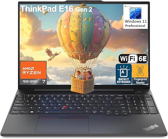 Lenovo ThinkPad E16 G2 Business Laptop Computer, 16" FHD+, AMD 8-Core Ryzen 7 7735HS (Beat i7-1360P), 32GB DDR5 RAM, 1TB PCIe SSD, WiFi 6E, Fingerprint Reader, Backlit Keyboard, Windows 11 Pro