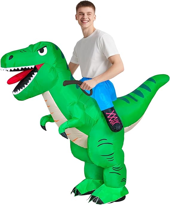 Inflatable Dinosaur Costume Adult, Blow Up Dinosaur Costume Funny Riding T Rex Costumes Adults for Easter Halloween Cosplay Party