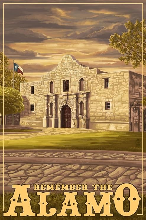 Wall Art Print The Alamo Sunset - San Antonio, Texas by Lantern Press, 12" x 18"