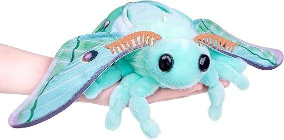 FRANKIEZHOU Luna Moth Stuffed Animal Toy-6.7in,Green with Lanyard, Simulation Moth Plush Toy,Gifts for Kids, Bag Decoration