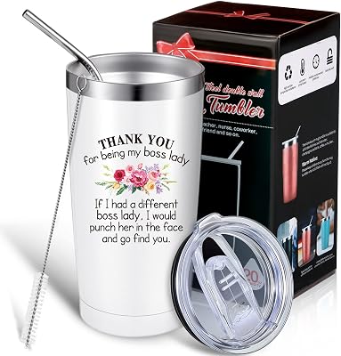 Lady Employee Appreciation Gifts for Travel Mug Thanks for Being My Inspirational Gifts for Best Female Girls Lady Women, 20 oz Vacuum Tumbler with Straw Lid Brush and Gift Box