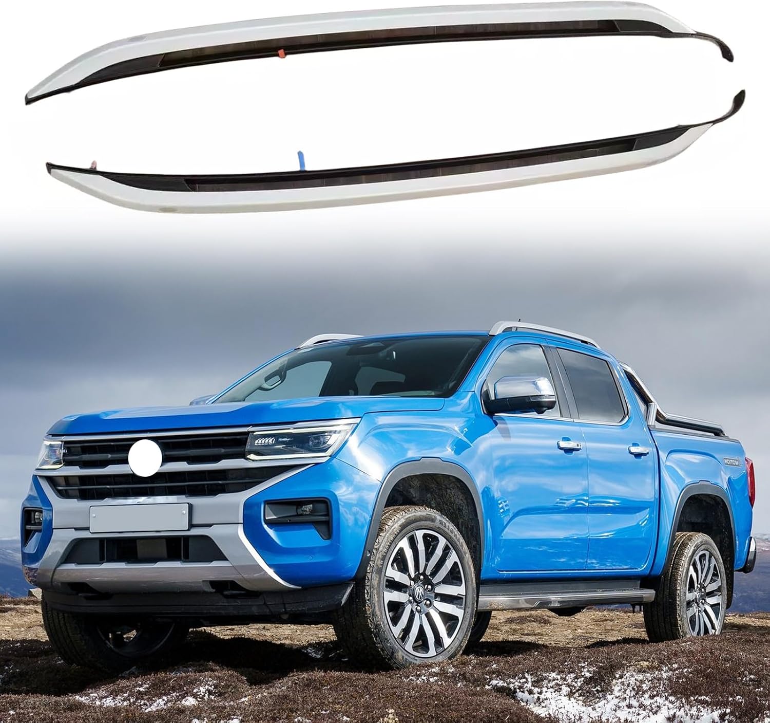2Pcs Silver Roof Rail Racks Side Rail Bars Fits for VW Amarok 2023 2024 2025 2026