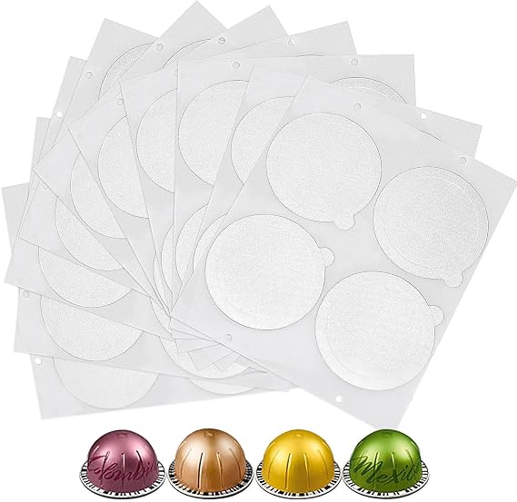 Clinuse 100Pcs Aluminum Foil Lids for Nespresso Vertuo Pods (61mm, White)