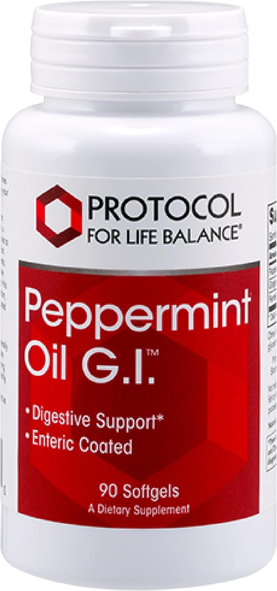 PROTOCOL FOR LIFE BALANCE Peppermint G.I. - for Digestive Health Support - with Peppermint, Ginger Oil & Fennel Oil - Enteric-Coated - Dairy Free & Halal - 90 Softgels