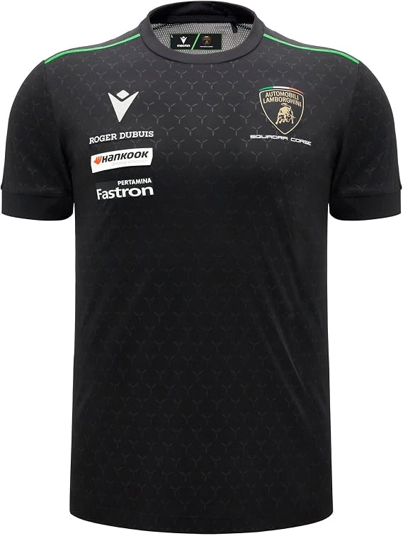 Macron Men's Automobili Lamborghini Squadra Corse Team T-Shirt (Black)
