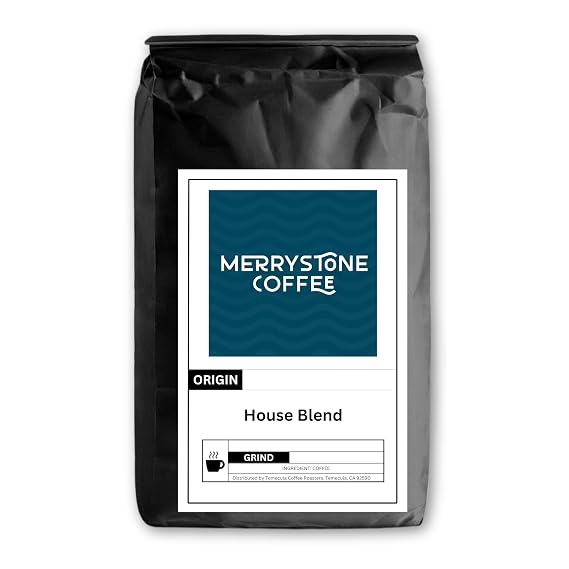 Merrystone Coffee House Blend Medium Roast Espresso Ground Coffee, 12 OZ Bag, Roasted to Order Central & South American Arabica Espresso & Moka Pot, Nutty Chocolate & Mild Citrus Notes, Small-Batch