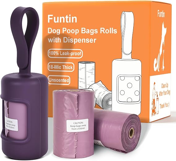 Funtin Dog Poop Bags, 60ct Extra Thick 1.8mil Unscented Waste Bag Rolls