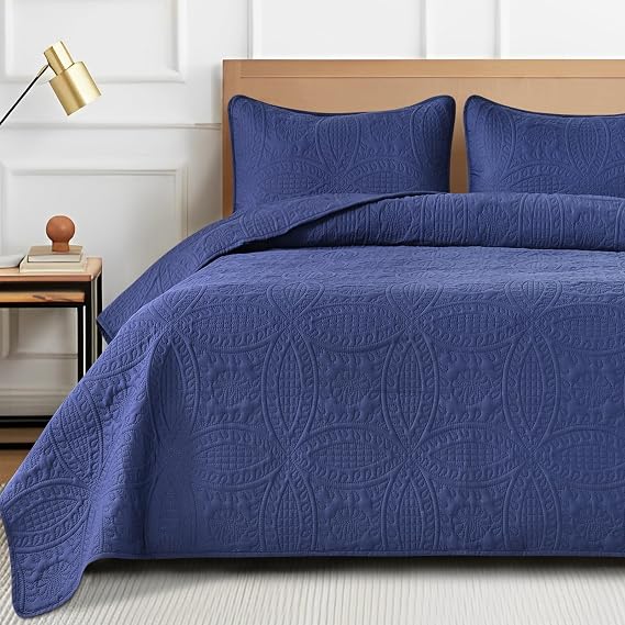 Navy Blue Quilts Set for Queen Size & King Size Bed