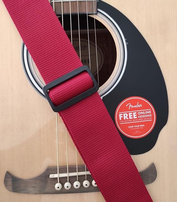 RJ100RD Gitar Askısı Polipropilen Orjinal Deri Başlıklı Kırmızı
