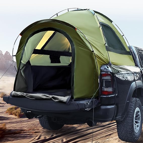 WildFinder Truck Bed Tent, Pickup Truck Tents for Camping 5.5-6.0 Ft Bed | Waterproof PU3000mm Tent for Truck Bed, Heavy Duty Oxford Fabric Sleeping Truck Tent for Car Camping, Overlanding, Green
