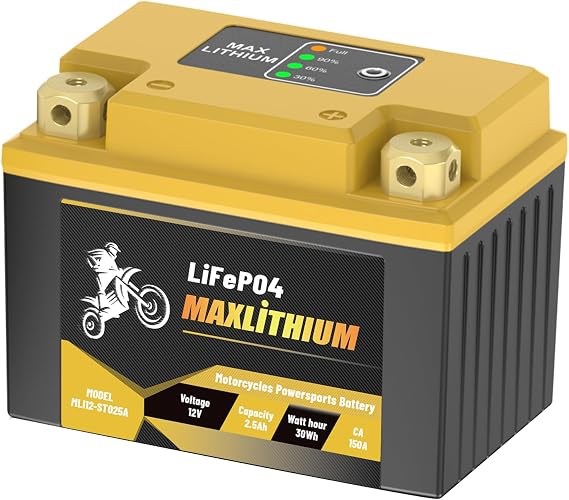 YTX4L-BS/YTX5L-BS Motorcycles Lithium Battery 12V 2.5Ah 150CA with Smart BMS, YTZ5S-BS/YTZ6-BS, High-Rate Cell, Powerful Starts, Compatible with Motorcycles, Generator, Small Lawn mower