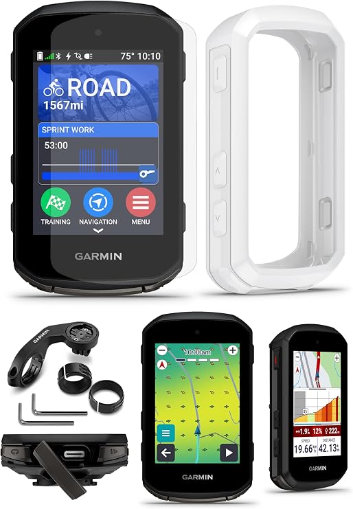 Garmin Edge 850 Compact GPS Cycling Computer White Case Bundle