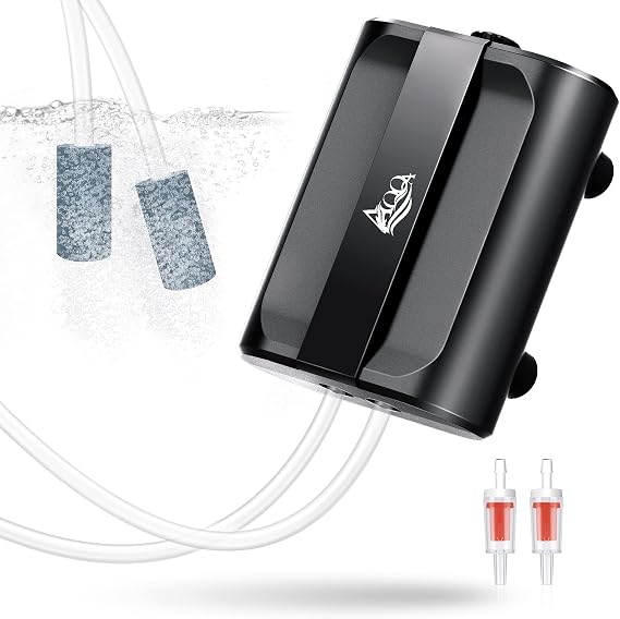 AQQA Aquarium Air Pump,3.5W 5W Dual Outlet Oxygen Pump