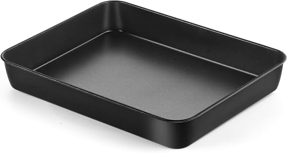 LIANYU Non-stick Baking Cake Pan, 1213 x 934 x 2 Inch Lasagna Brownies Bread Casseroles Pan, Stainless Steel Rectangle Bakeware for Toaster Oven, Non-Toxic & Healthy Coating, Easy Release