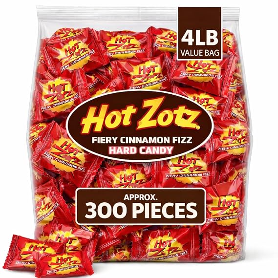 Hot Zats Fiery Cinnamon Fizz Flavor | 4 Pounds (Approx. 300 Pieces) | Individually Wrapped | Nostalgiac Retro Bulk Fun Size Hard Candy | Great For Parties, Office, Holiday & Any Ocassion!