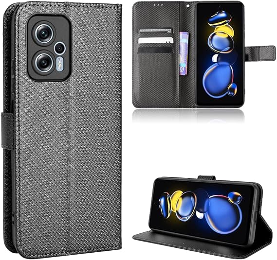 Case for Xiaomi Redmi Note 11T Pro 5G Leather Case Cover,Case for Xiaomi Redmi Note 11T+ Pro 5G Leather Case Cover,PU Leather flip Cover Case for Xiaomi Poco X4 GT 5G Case Cover Black