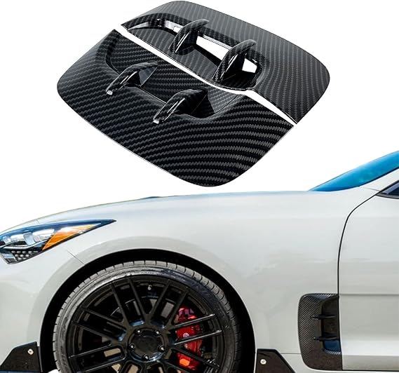 2PCS Side Fender Vent Trim Covers Compatible with Kia Stinger 2018-2023 Side Vent Grill Trim Cover Stinger (Carbon Fiber Look)