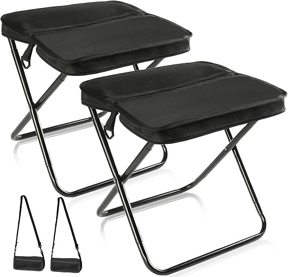2PCS Foldable Backpack Stool for Camping,Portable Folding Stool with Shoulder Strap,Camping Stools Folding Lightweight for Fishing,Queuing,Mountaineering,Hiking,Gardening,Traveling(Black)