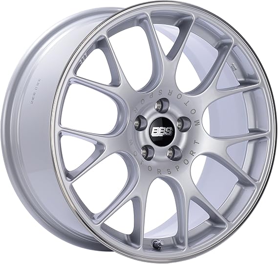 BBS CH-R Silver Wheel with Painted Finish and Polished Stainless Steel Rim (19x9.5"/5x112mm, +45mm offset)