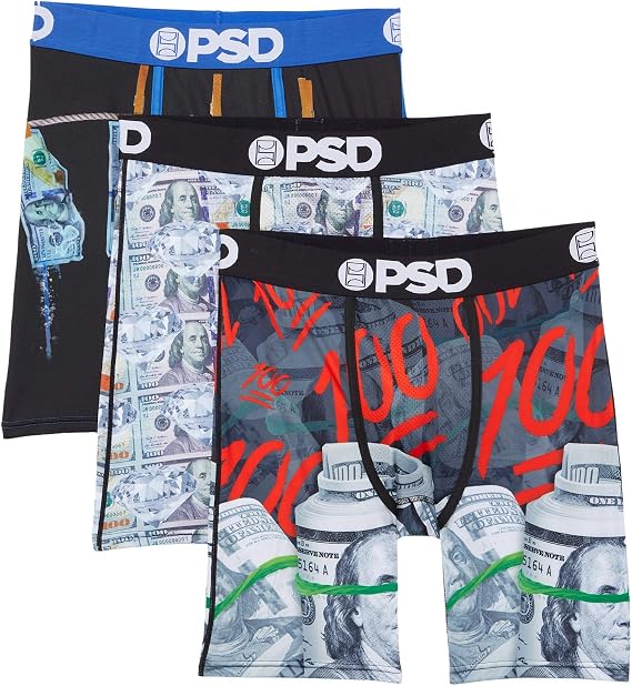 PSD Men's Money 3 Pack Boxer Briefs, Multi, XL